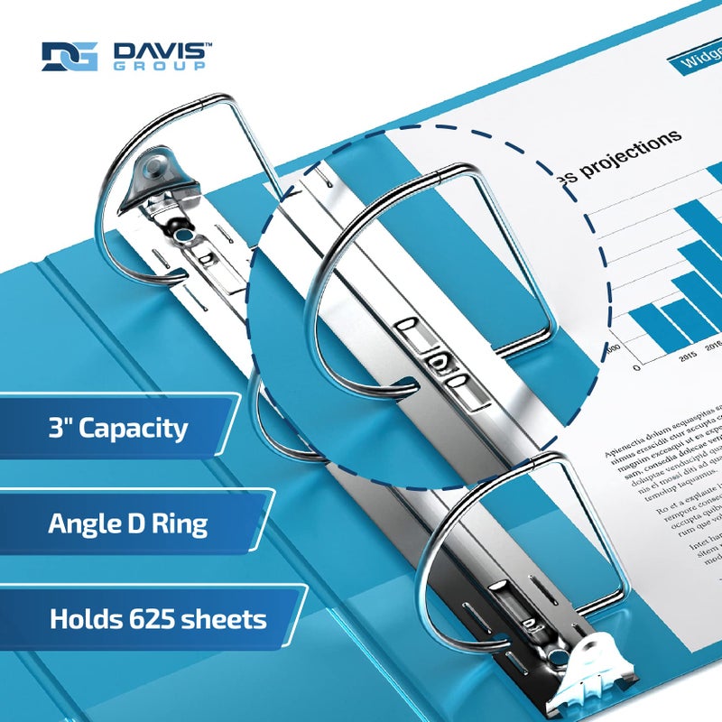Davis Group Premium Economy 6-Pack 3-Ring Binders for School or Office, D-Ring Binders, 3 Inch,Turquoise - Image 2